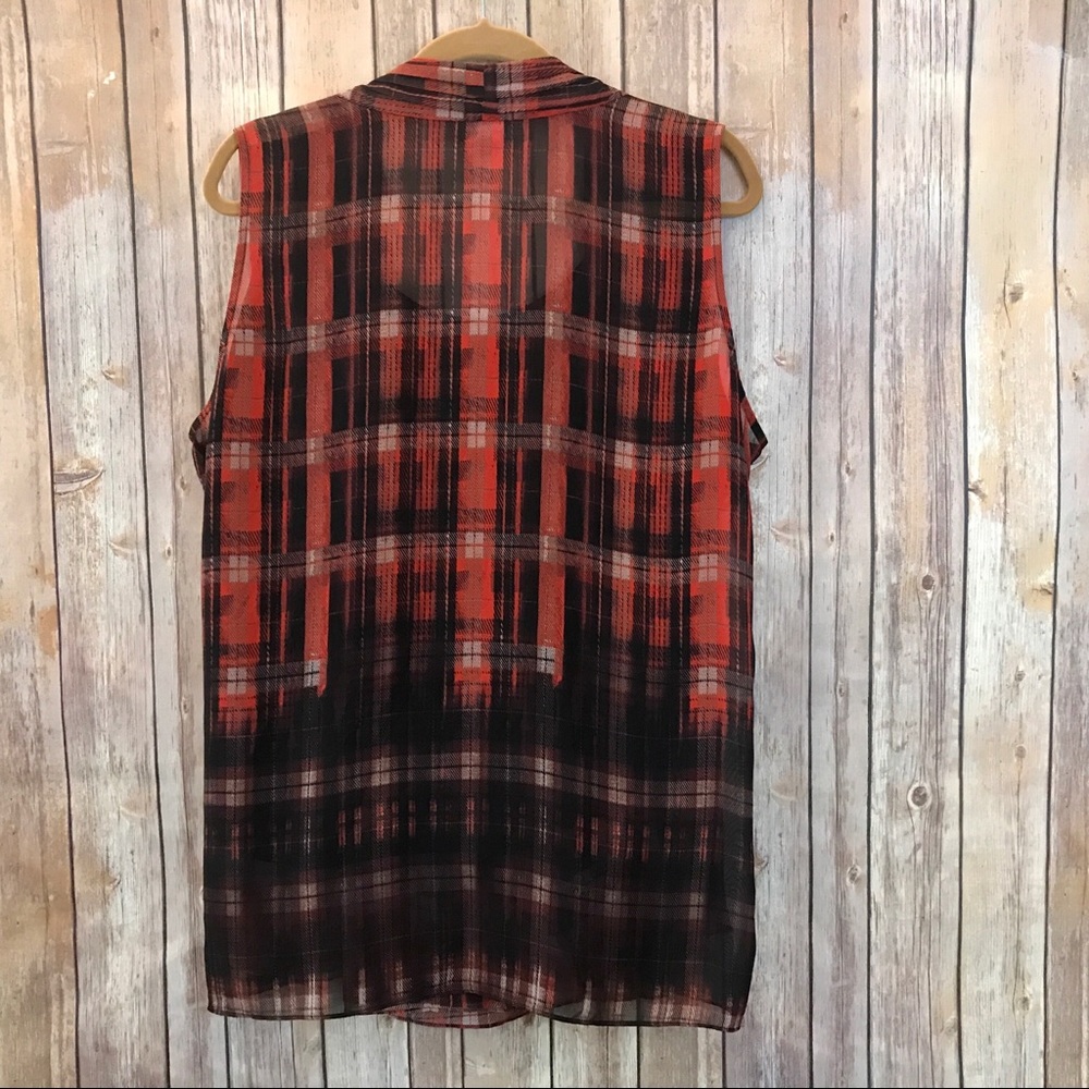SOLD Vince Camuto Faux Wrap Plaid Blouse 2X - Picture 4 of 6
